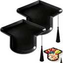 Wehhbtye 2 Pcs Graduation Cap Serving Trays, Fillable Grad Cap Serving Dish with Tassel, Reusable Plastic Graduation Hat Food Container for 2026 Graduating Party Supplies Table Decoration (Black)