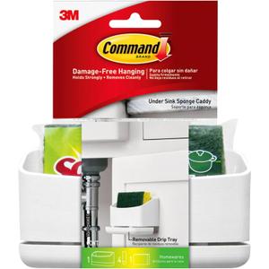 Command Under Sink Sponge Caddy, Total 2 Sponge Holders with 8 Strips, 2 Pack of 1 Caddy, Organize Damage-Free