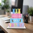 Easter Decorations Peeps Decorations Easter Bunny Decorations Carrot Decor Wooden Table Decor for Home Office Living Room Bathroom Bedroom Farmhouse Shelves Desk 6.4x6.4x0.2 inches