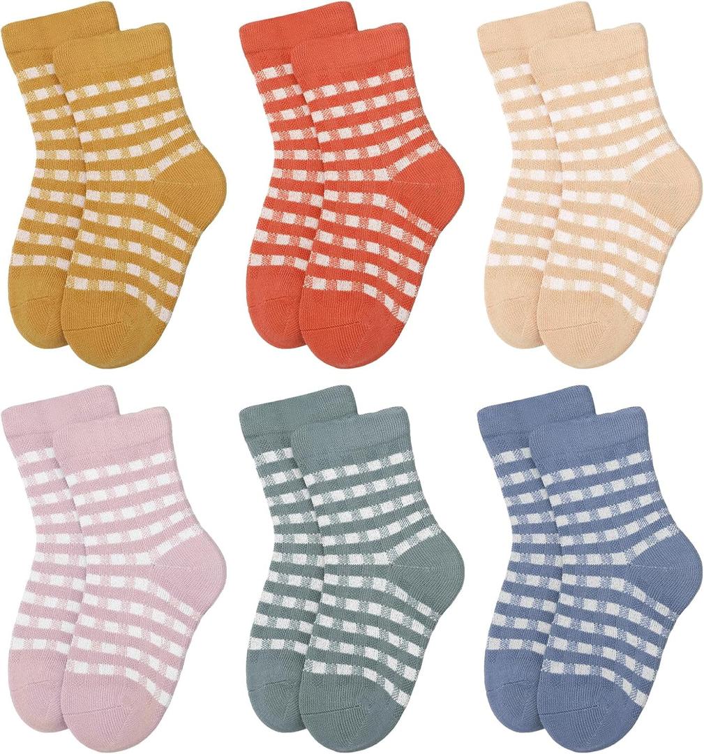 Jspupifip 6 Pairs Baby Girls Socks Toddlers Ruffle Socks Girl's Frilly Dress Socks Baby Cotton Knit Casual Crew Socks