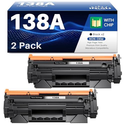 138A Black Laserjet Toner Cartridge Compatible Replacement for HP 138A Black Toner W1380A 138X W1380X to Use with HP Laserjet Pro MFP 3101fdw Toner, Pro 3001dw 3001fdw Printer (2-Pack, with Chip)