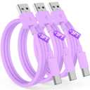 Essri Car CarPlay Cable for iPhone 17, 16, 15 USB C Charger Cord, 3-Pack 3FT USB A to USB C Charging Cable for Apple iPhone 17/17 Pro/Air/16e/16/15 Pro Max/Plus Cord, for iPad Pro/Air,Purple