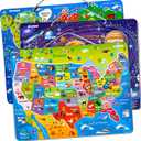 QUOKKA Magnetic Toddler Puzzles Ages 35  3 Educational Travel Games Puzzles for Kids Ages 46  Space, USA and World Map Learning Toys for Boy and Girl 24 Learn United States