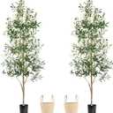 Artificial Olive Tree 6FT, 2 Pack Faux Floor Trees
