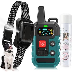 Citronella Training Collar for Dog [1* Spray Refill] Dog Training Collar with Beep/Vibration/Spray 4 Mode & 6 Adjustable Sensitivities IPX7 Waterproof Safer Citronella Bark Collar for L/M/S
