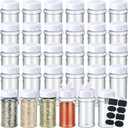 Eccliy 36 Pack 3 oz Clear Plastic Spice Jars with Label and Shaker Lids Empty Spice Bottles Seasoning Containers Seasoning Jars Shaker Condiment Pots for Pepper Herbs Powders (White)