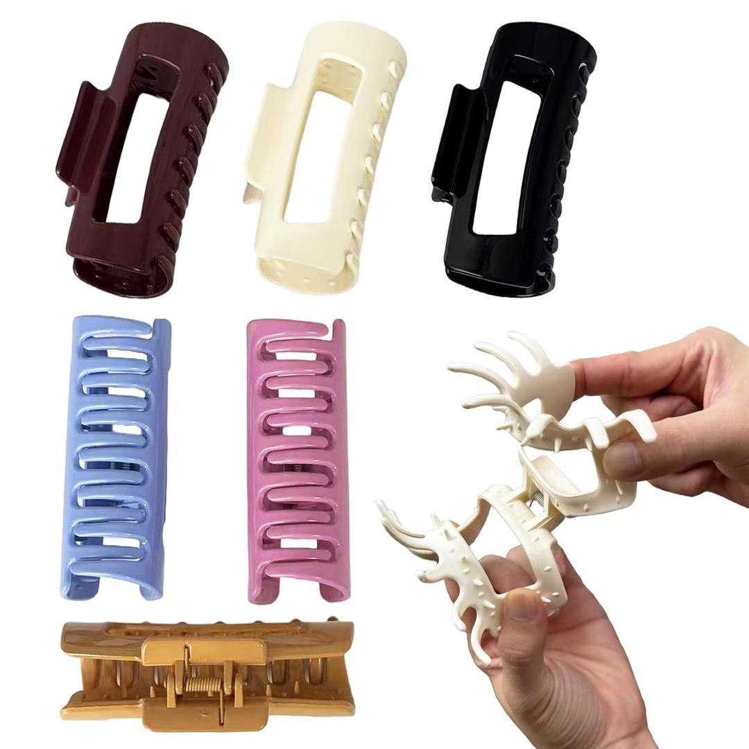 6Pcs 4.2in Medium Extra Soft Hair Claw Clips, more Cozy Flexible and Unsnappable, Enhanced Non-Slip, Stronger Grip, Barrettes for Thick or Fine Hair, Beauty Accessory for Women and Girls(6Pcs)