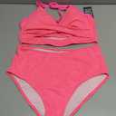 BMJL Womens High Waisted Bikini Sets Modest Bathing Suit Textured Two Piece Swim Suits 2025 (Large, Hot Pink)