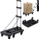 Folding Hand Truck Carrying Dolly Cart with 7 Wheels, Heavy Duty 330 lbs Expandable Platform Trolley for Travel Shopping