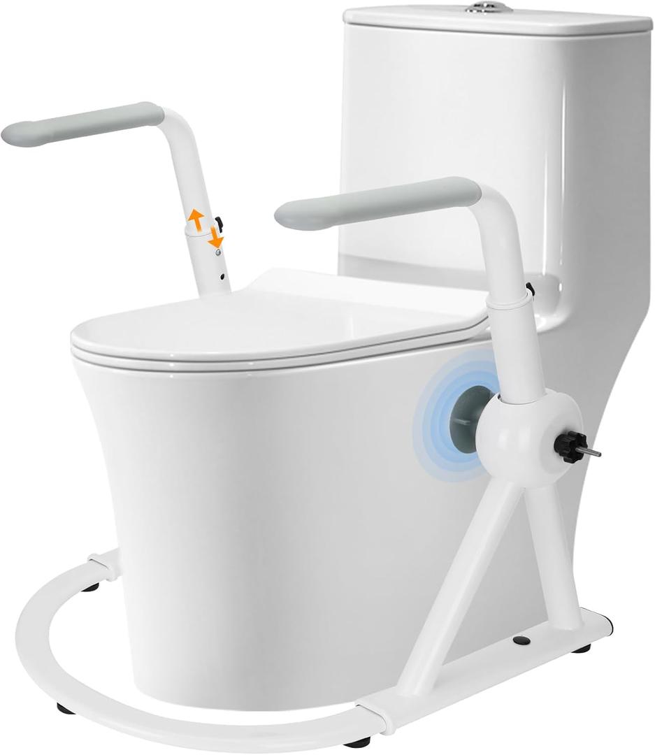 Toilet Safety Rails for Elderly Handicap- 400 lbs Capacity Adjustable Safety Frame with Foldable Armrests