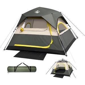 4 Person Instant Tents for Camping Setup in 50s, Cabin Tent with Rainfly | Waterproof Windproof Camping Tent, Double Layer Portable Instant Tents with Carry Bag for Family Outdoor Camping & Hiking