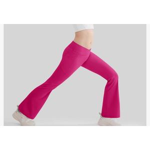 DOCUMO Girls Flare Leggings with Pockets - Crossover Waist Bell Bottoms Bootcut Leggings for Girls Yoga Dance Athletic Pants.Size (M)