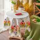 ARTABLE Small Table Cloth Printing Flowers Designs Laser Cutting Tablecloth Table Topper for Thanksgiving Outdoor Farmhouse Rustic Kitchen Party Birthday Picni (Tulips, 33 x 33 Inches)