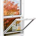 Vinyl Single Hung Sliding Window, 24" x 30" Household Window with Double-Pane Insulated Tempered Glass, White Energy-Efficient Soundproof Window for House, Mobile Home