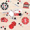 Pre-Packed Casino Party Favors: 12 PCS Casino Themed Party Favors Wooden Painting Craft Kits with Cards - Casino Night Party Decorations Stuffers Gifts Supplies for Kids Adults