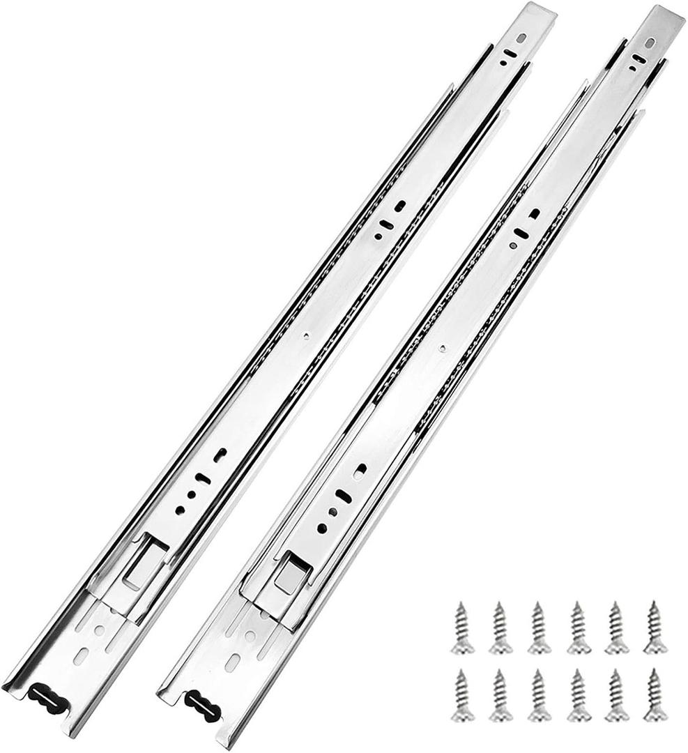 6 Pairs of 18" Hardware 3-Section Full Extension Ball Bearing Side Mount Drawer Slides,100 LB Capacity Drawer Slide (18", Zinc Plated)