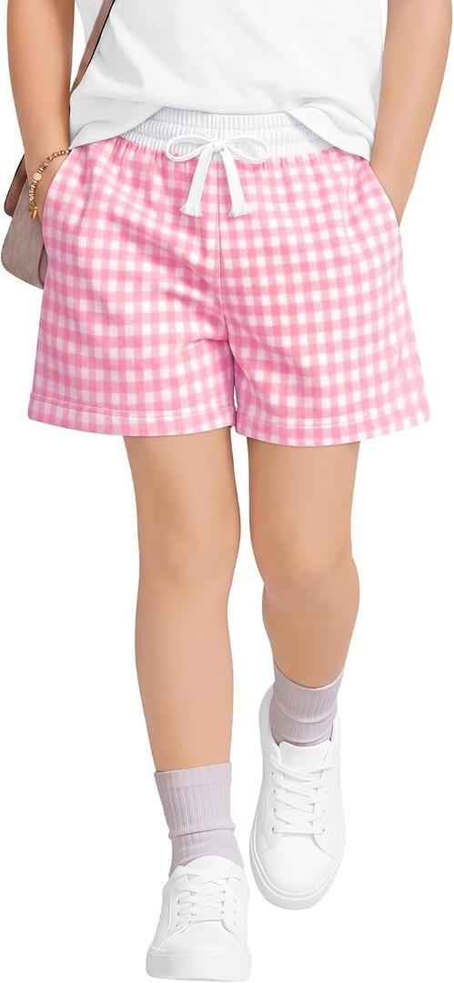 Toddler Girls' Cotton Gingham Shorts | Plaid, Elastic Waist, Drawstring, Baby, Summer, Sweat, Checkered, Bottoms, Pockets, Athletic, Active, Pull On, Casual, Infant