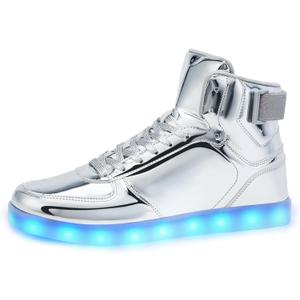 Unisex LED Light Up Shoes, Fashion High Top LED Sneakers USB Rechargeable Glowing Luminous Shoes for Men, Women, Teens, Size: 15 Women/13 Men
