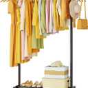 Clothes Rack for Hanging Clothes: Clothing Coat Garment Rolling Racks with Wheels Shelf Portable Closet Storage Organizer Wardrobe Strudy Metal Freestanding Laundry Room Bedroom Dress Shirt Jacket (Black)