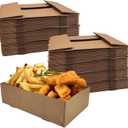 75 Pack Kraft Paper Movie Night Snack Trays, 4 Corner Pop Up Cardboard Nacho Tray for Party Stadiums Theaters, Small Brown Drink Fast Food Containers