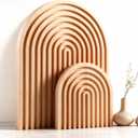 2 Pcs Natural Wood Arch Decor, Boho Shelf & Serving Board for Fireplace Mantel, Kitchen Counter - Light Pine Finish, Scandinavian & Japandi Style Aesthetic Accents for Living Room, Home Office