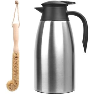 Yummy Sam Thermal Coffee Carafe Stainless Steel 68oz(2 Lifter) Double Walled Vacuum Coffee Water Beverage Dispenser 12 Hour Heat Retention/24 Hour Cold Retention (Silver)