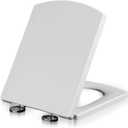 XQHDWEC Toilet Seats Soft Close White, Loo Lid Quick Release Heavy Duty Easy to Clean Bathroom Lid,Square