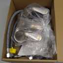 Bathroom Sink Faucets 2/3 Hole,Brushed Nickel Dual Handles 4 inch Plastic Plating Over Bathroom Faucet with Pop-up Drain and 2 Supply Hoses for Apartment Rvs Sink Vanity