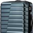 Coolife Larage Luggage Hardside Expandable Suitcase with Spinner Wheels Checked 28-InchTeal Blue