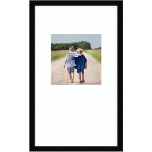 Amanti Art Picture Frame 13x17.5 Matted to 8x8 Photo Frame, Svelte Noir Black Wood Framing for your Wedding Photos, Family Pictures, Diploma, Certificate, Kids Art Gift for Mom or Poster Wall Decor