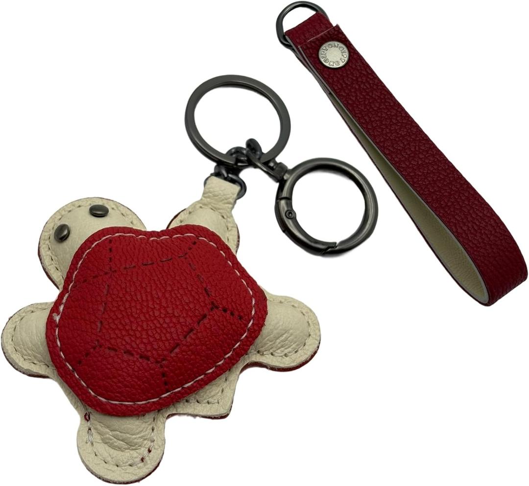 3 x 3D Tortoise Bag Charms Keychain, Handmade Sheepskin Purse Charm Ornament