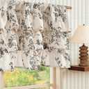 jinchan Ruffled Floral Valance Curtain Shabbychic Linen Window Valance 18 Inch Farmhouse Rustic Window Treatment for Kitchen Bedroom Living Room Rod Pocket 1 Panel Black on Linen