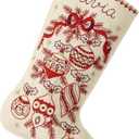 Bucilla Felt Applique 18" Stocking Making Kit, Classic Christmas, Perfect for DIY Arts and Crafts, 89532E