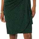Amazon Essentials Women's Cap Sleeve Boat-Neck Faux Wrap Dress (Dark Green Animal)