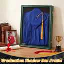 CroBlissful 1 Pcs 17"x23" Graduation Shadow Box Frame Large Wood Display Case with Stick Pins Hanging Hardware Graduation Gown Display Memory Shadow Box for Cap Gown Diploma Stole Cords (Green)