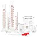 SUPERLELE Glass Graduated Cylinder Set 10ml 25ml 50ml 100ml, Thick Glass Beaker Set 50ml 100ml 250ml with 2 Droppers