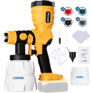 Paint Sprayer for Dewalt 20V Battery, 2 Containers, Easy to Clean, Spray Paint Gun for Furniture Cabinets Fence Walls Door Garden Chairs(No Battery)