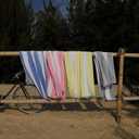 HENBAY Cotton Oversized Beach Towel - Large 70 x 35 Inch Pool Towel, Navy Blue Striped Quick Dry Swimming Cabana Towel
