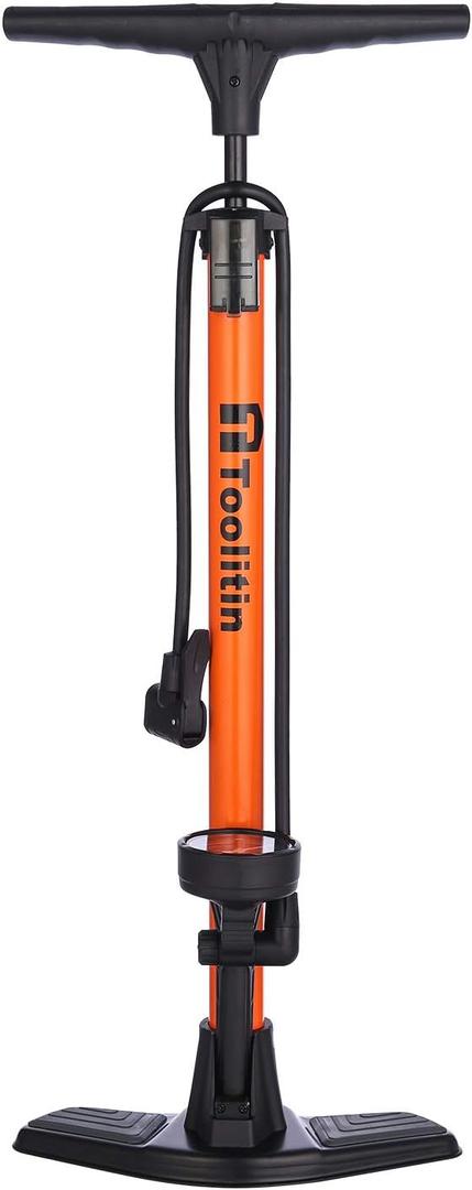 TOOLITIN Floor Bike Pump with Gauge,160 PSI High Pressure, Bicycle Pump Compatible with Presta and Schrader Valve (Air Plus-Orange) TOOLITIN Floor Bike Pump with Gauge,160 PSI High Pressure, Bicycle Pump Compatible with Presta and Schrader Valve (Air Plus-Orange)