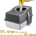 SOUJOY Stainless Steel Cat Litter Box with Lid, Extra Large Top Entry Litter Boxes for Big Cats, Enclosed Removable Metal Litter Box with Scoop and High Wall, Anti-Leakage, Easy Cleaning