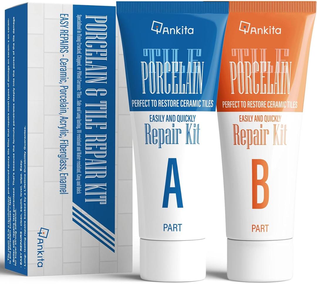 Porcelain Repair Kit White, High-Gloss Chipped Sink & Tile Repair Kit to Quickly Fix Sinks Chips and Tile Cracks with High Bond Strength, Porcelain Sink Repair Kit for Tub, Tiles, Sinks and Toilet (No.01 White)
