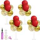 Red and Gold Balloon Stand Centerpiece Table Decorations for 49ers Party Birthday Graduation Wedding Mother's Day Anniversary Christmas New Year's Eve Party Decorations(Red gold set4)