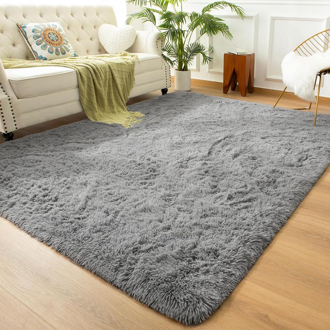 Andecor Soft Extra Large Area Rugs, 9x12 Indoor Shaggy Plush Rug for Living Room Bedroom Dorm Boys Girls Room Home Decor Floor Carpet, Grey