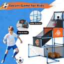 2 in 1 Basketball Arcade Game & Soccer Goal for Kids, Adjustable Kid Basketball Hoop with 6 Balls and Pump, Indoor Outdoor Games for Kid Toys for 3-12 Year Old Kids Birthday Gifts for Boys Girls