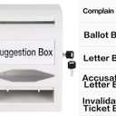 Amazon Basics ABS Suggestion Box with Lock and Key, Ballot Box for Voting, 8.2" x 4.7" x 11.3", Non-clear White