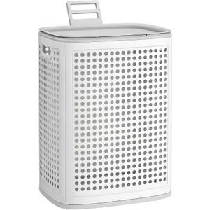 SONGMICS Laundry Hamper with Lid, 75 L Ventilated Basket, Cutout Handles