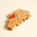 Family Wood Love Animal Puzzle Decoration- Wooden Bear Puzzle, Customized Wooden Oak Decorative Piece for Home Decor and Thoughtful Christmas Birthday Gifts Couple Friends,2-6 PCS (3 Elephants)
