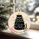 3 x Funny Cat Ornament 2025  Christmas Tree Killer Ornament Wooden Round Holiday Decoration with Cat Wrapped in Lights  Humorous Gift for Pet Lovers, Pet Owners & Christmas Tree Dcor
