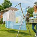 Clothes Drying Rack Folding Indoor Outdoor, Foldable Portable Laundry Drying Rack, Heavy Duty Laundry Hanger Dryer Rack with 20 Hooks