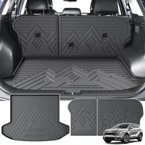 KUST Trunk Cargo Mat for Kia Sportage 2023-2025 (No PHEV), TPE Rubber Cargo Liner and Back Seat Protector for Sportage Accessories Odorless Non-Slip High Edge